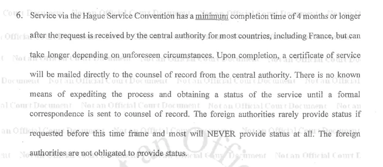 Excerpt from process server's Feb. 4, 2026 affidavit